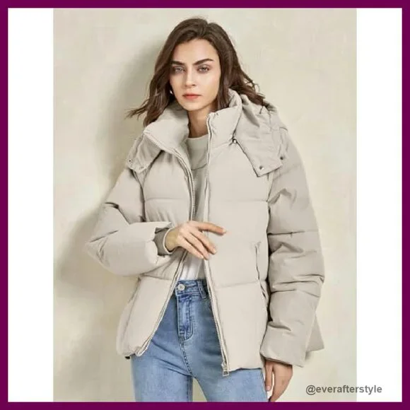 Puffer Jacket Hooded Quilted Lightweight Winter Coat Chic Minimal Warm